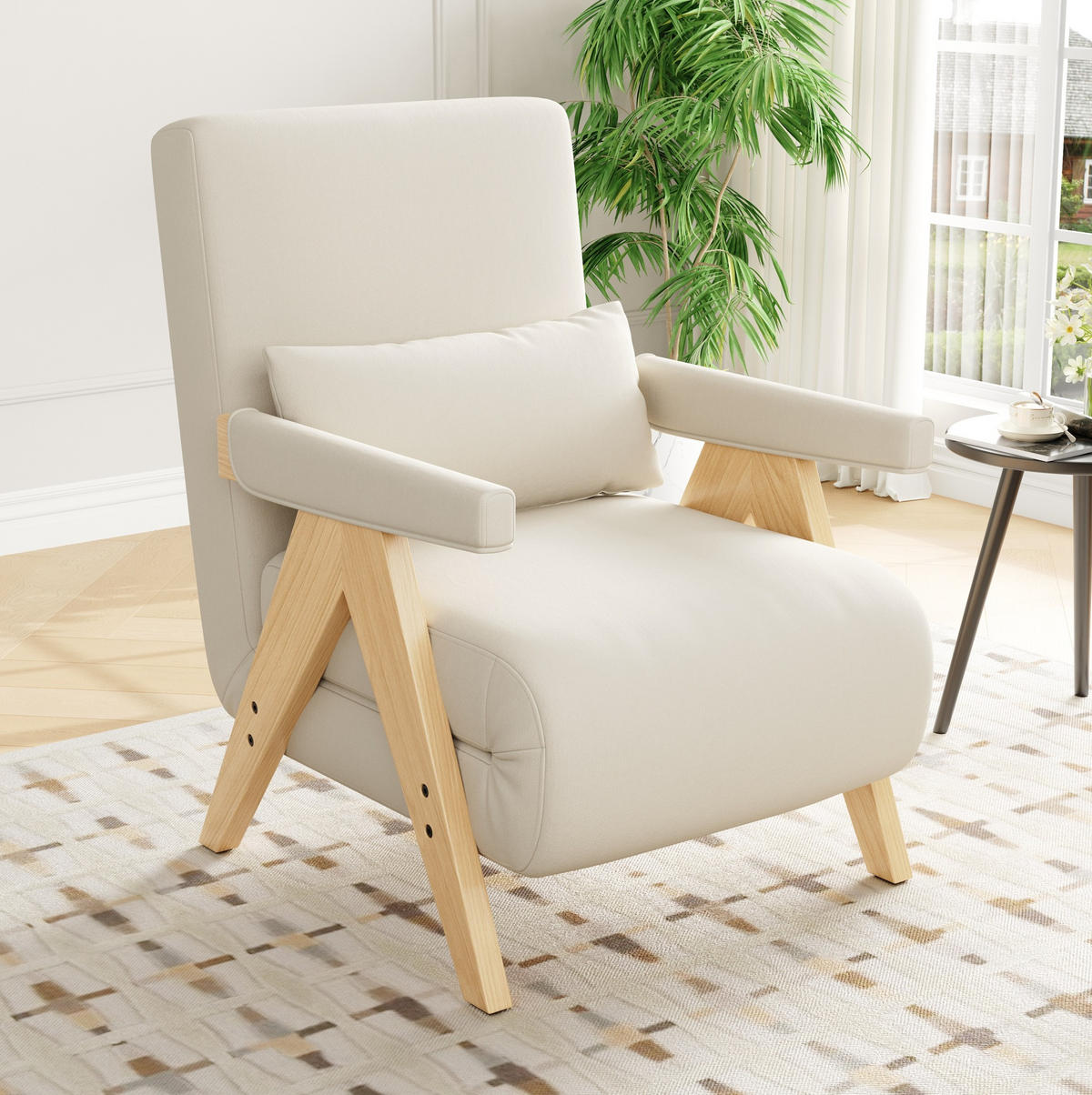SCHLAFSESSEL Leinen mit 6-fach verstellbarer Rückenlehne 87/64/60 cm Beige - Beige, Textil (87/64/60cm) - Redom
