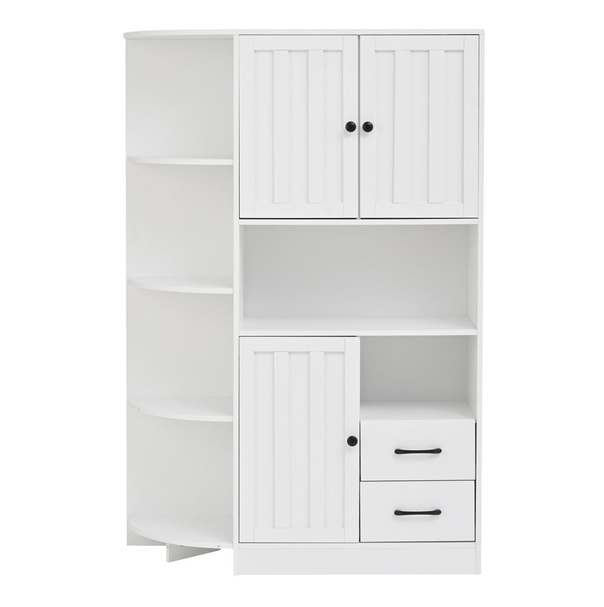 ECKSCHRANK mit 3 Türen und 2 Schubladen 104 x 35 x 155 cm Weiß - Weiß, Holzwerkstoff (35/155/104cm) - Beauniv
