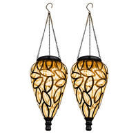 LED SOLAR HÄNGELEUCHTE Schwarz Tropfen 2er Set - Schwarz, Metall (13.5/13.5/50cm) - Globo Lighting