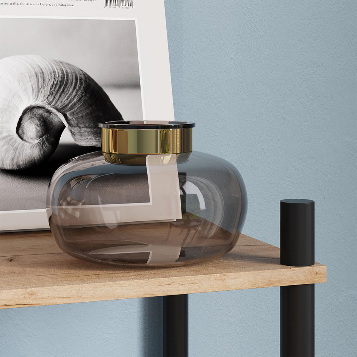 ROHOVÁ POLICE Bivio Zlatý dub power/antracit - medově dubová, kompozitní dřevo (30/72/30cm) - Vicco