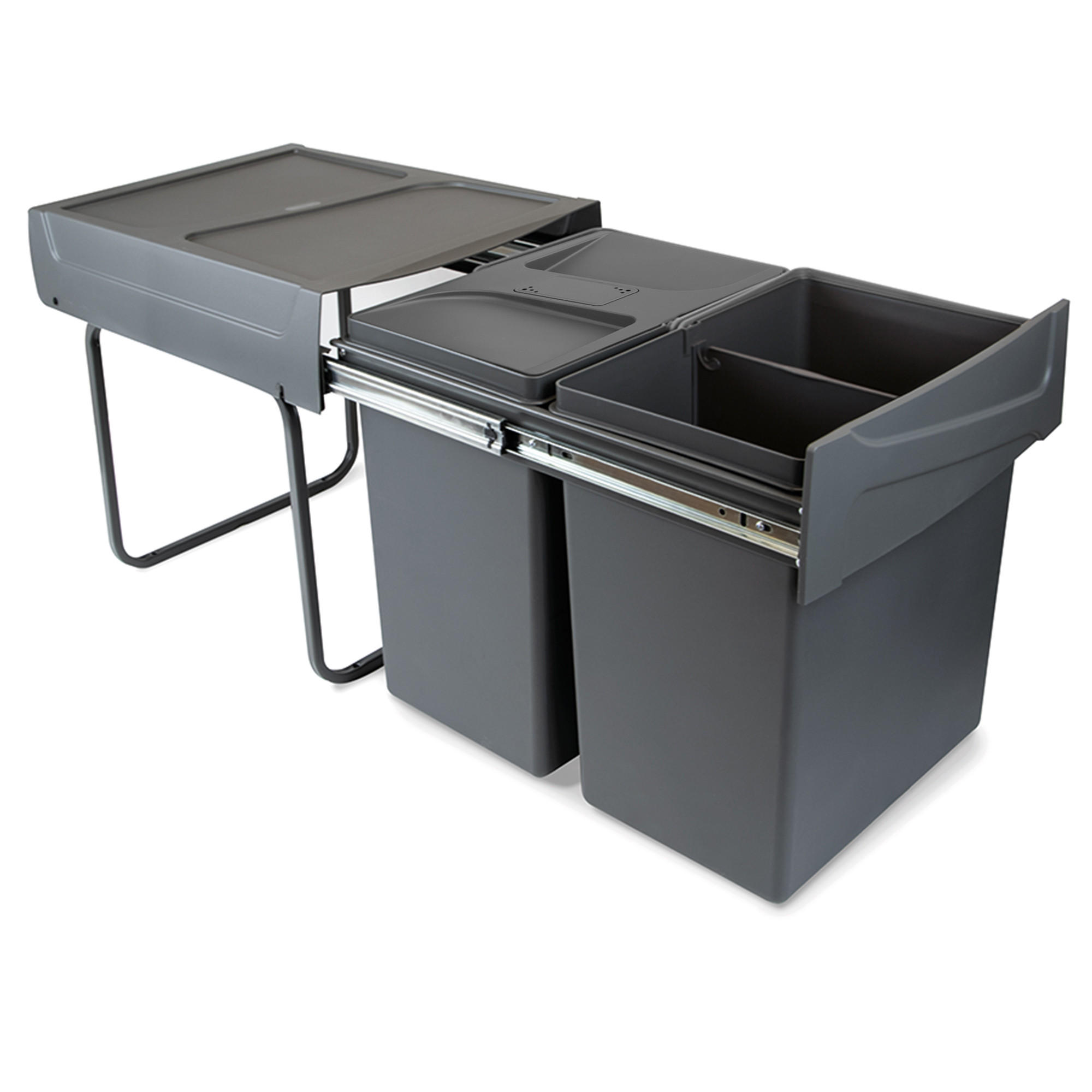 RECYCLINGBEHÄLTER anthrazitgrau 2x20l mit Deckel - Anthrazit, Kunststoff (34.2/39/46.9cm) - EMUCA