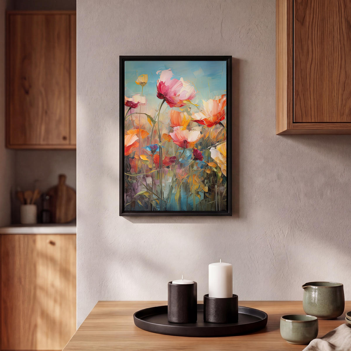 LEINWAND Bilder mit Rahmen - Blumen - Aquarell - Kunst - Botanisch - Natur - 20x30 - Orange, Textil (20/30cm) - MuchoWow