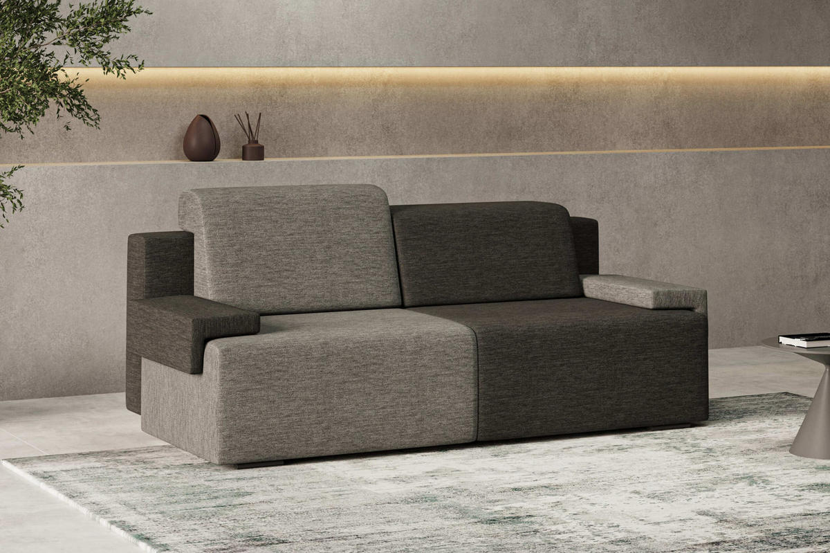 SCHLAFSOFA HOOK - Dunkelgrau + Schwarz (Diosa 89 +99) - Dunkelgrau, Holzwerkstoff (200/88/98cm) - Möblo