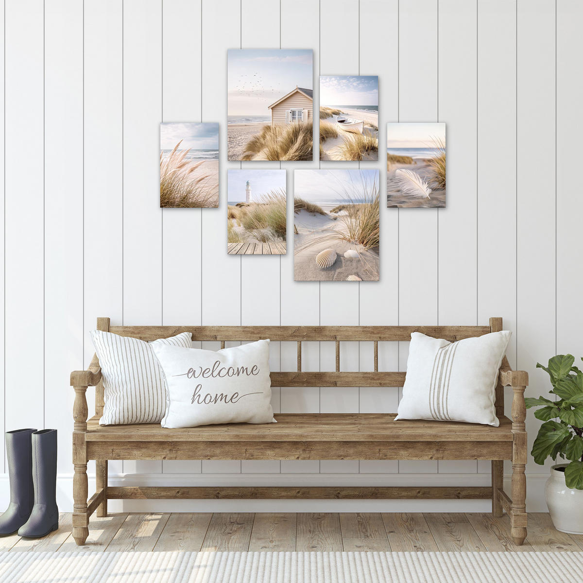 BILDERSET 6er-Set 30x40 cm + 20x30cm Strand Meer - Beige, Kunststoff (105/85cm) - artissimo