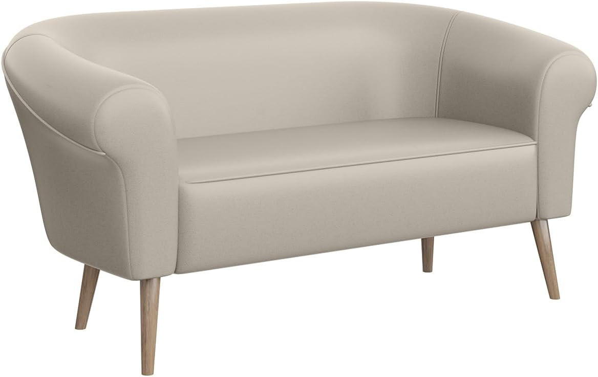 SOFA Emilia (2-Sitzer) - Beige/Buchefarben, Holzwerkstoff/Buchenholz (136/70/57cm) - Meblini