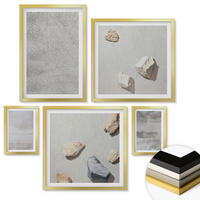 WANDBILDER 5er Set - 50x50 cm & 20x30 cm & 40x60 cm Goldrahmen - Moderne minimalistische Texturen - Goldfarben, Kunststoff (40/60cm) - ArtPrintCave