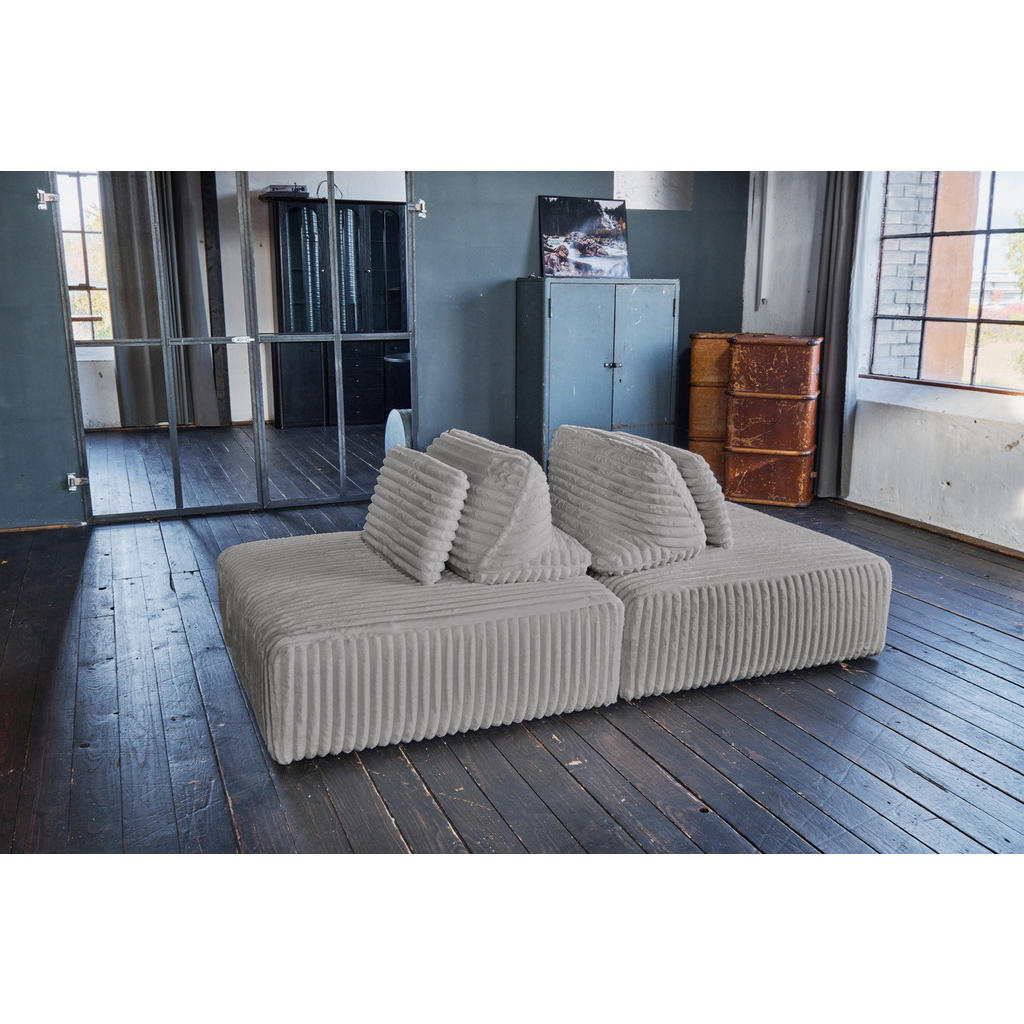 Thumbnail - Kawola Modulsofa, Grau, Textil, Echtholz, 2-Sitzer, Füllung: Schaumstoff, 222x84x111 cm, Wohnzimmer, Sofas & Couches, So...