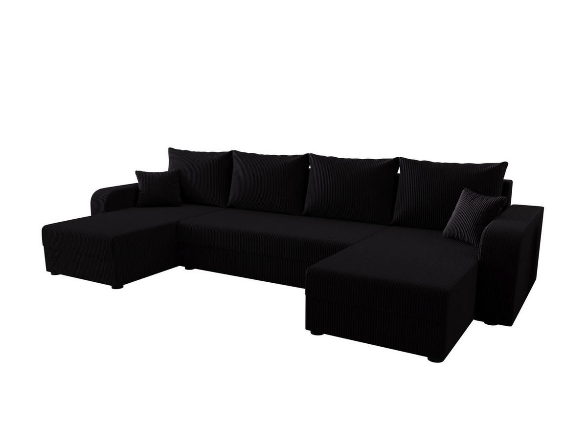 WOHNLANDSCHAFT HEWLET U BIS Zoom 23 mit Schlaffunktion - Schwarz, Textil (305/90/140cm) - Bedante