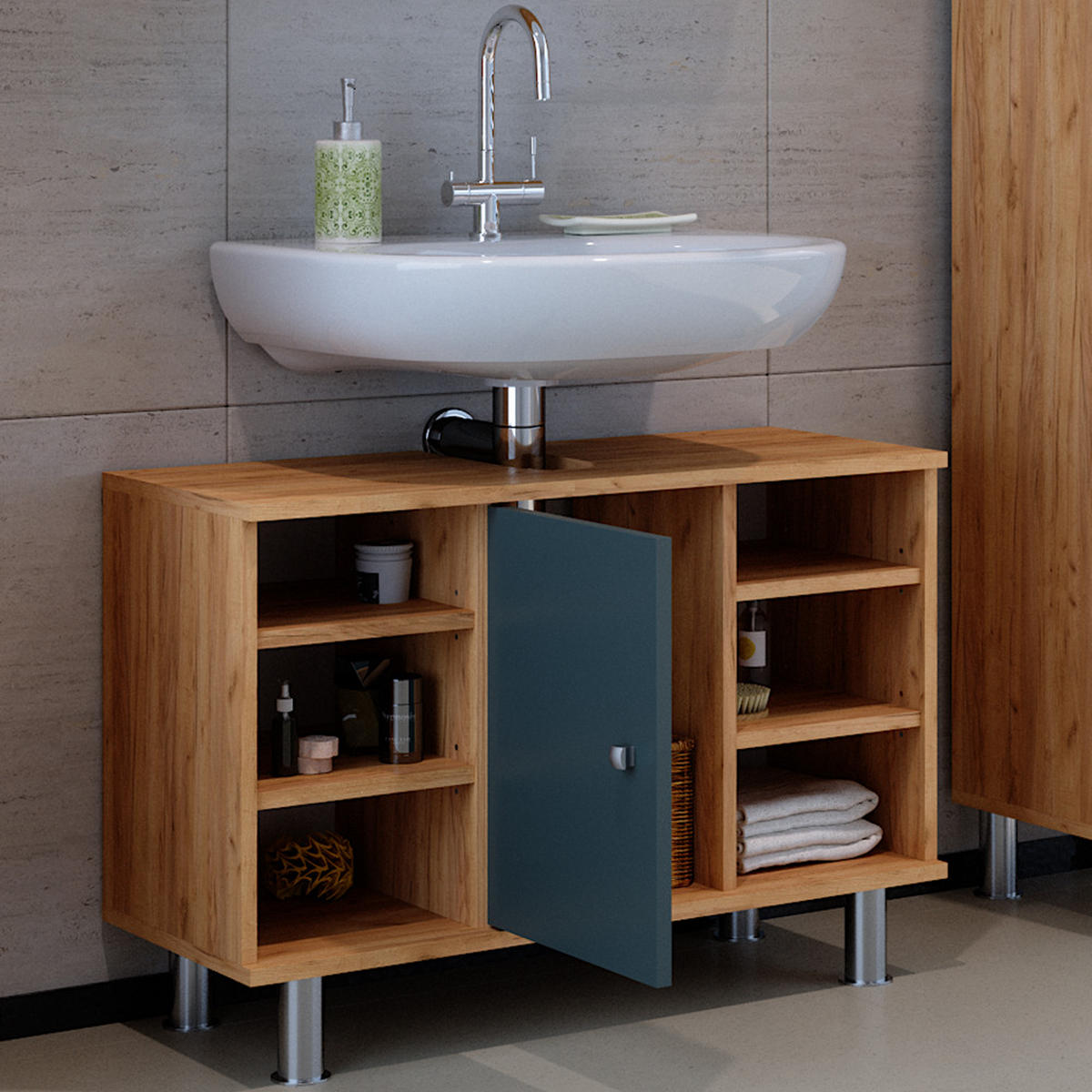 WASCHBECKENUNTERSCHRANK Fynn Grün 80 x 54 cm - Grün, Holzwerkstoff (80/54/32cm) - Vicco