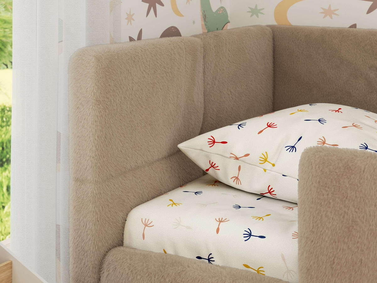 DĚTSKÁ POSTEL ARVO ALTA 90/200 - Béžová Plyš - Vlevo - kapučínová, textil (90/200cm) - MKS