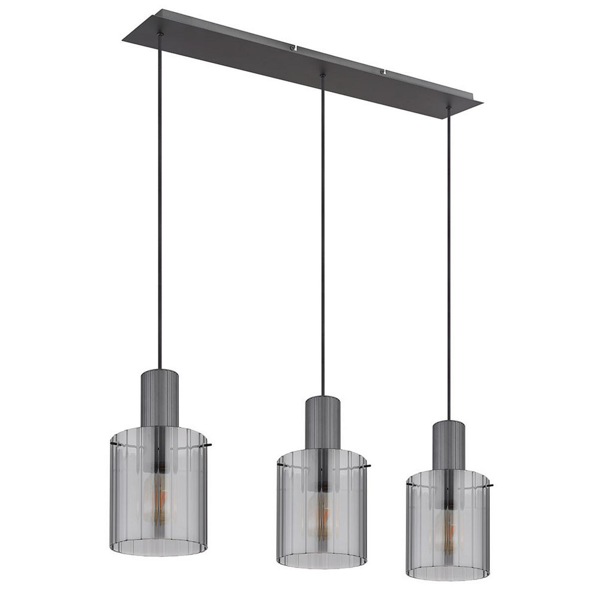 PENDELLEUCHTE Metall/Glas Grau, 3-flammig - Grau, Glas (98/18/120cm) - Globo Lighting