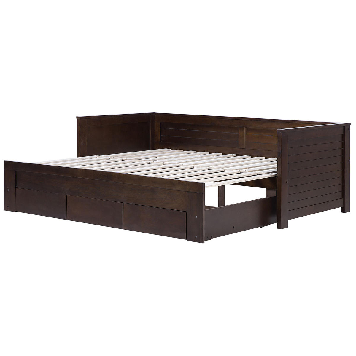 TAGESBETT 90/200 cm Dunkelbraun Cahors - Dunkelbraun, Holz (90/200cm) - Beliani