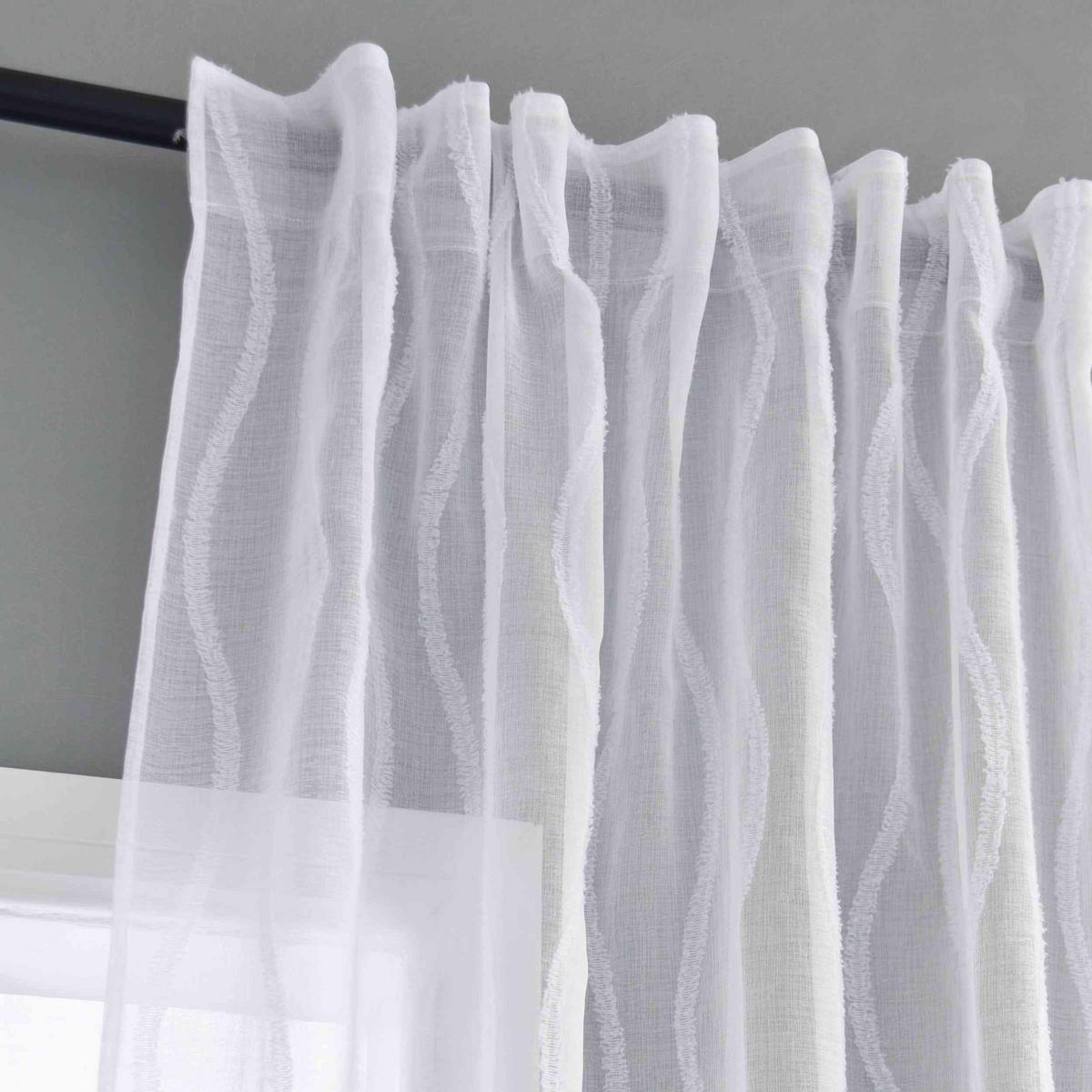VORHANG VALENCIA HxB 245x140 cm Natur Waves - Weiß, Textil (145/245cm) - Gardinenbox