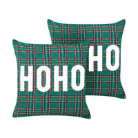 Dekokissen 2er-Set Grün 45/45 cm Joycandy - Rot/Schwarz, Textil (45/45cm) - Beliani