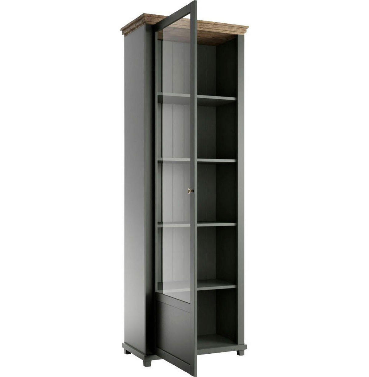 VITRINE Elda Grün / Eiche Lefkas 71 / 42 / 200cm - Grün, Holz/Holzwerkstoff (71/200/42cm) - Feldmann-Wohnen