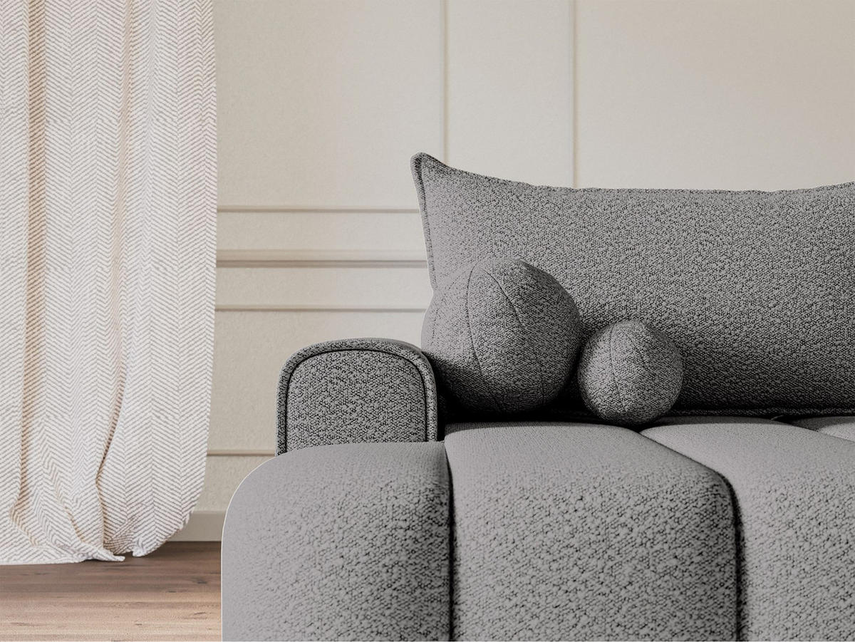ECKSOFA Dandelino Grau mit Bouclé-Bezug, links - Schwarz/Grau, Kunststoff/Textil (275/168cm) - Selsey
