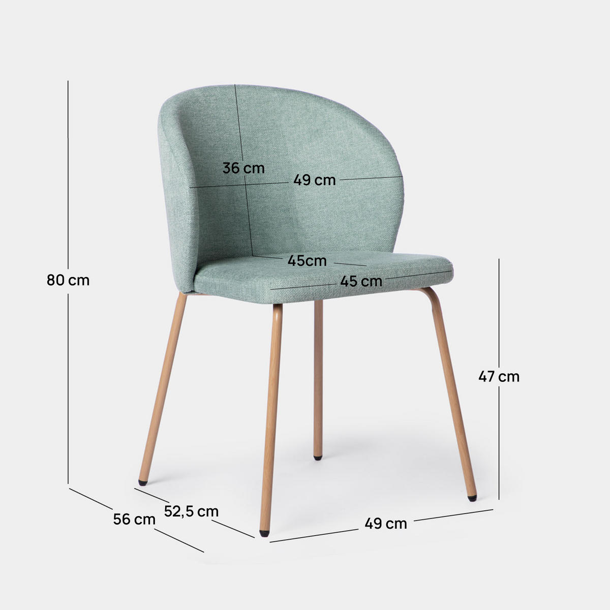 ESSZIMMERSTUHL Norah Grün 49 cm x 80 cm 4er-Set - Grün, Textil (49/80/56cm) - Klast Home