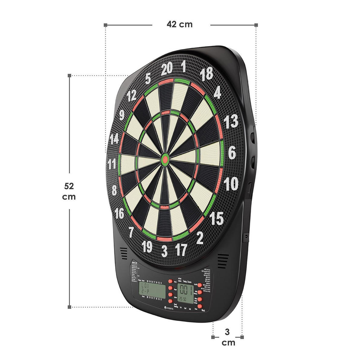 ELEKTRONISCHE Dartscheibe 32 Spiele - Schwarz, Kunststoff (52/3cm) - Juskys