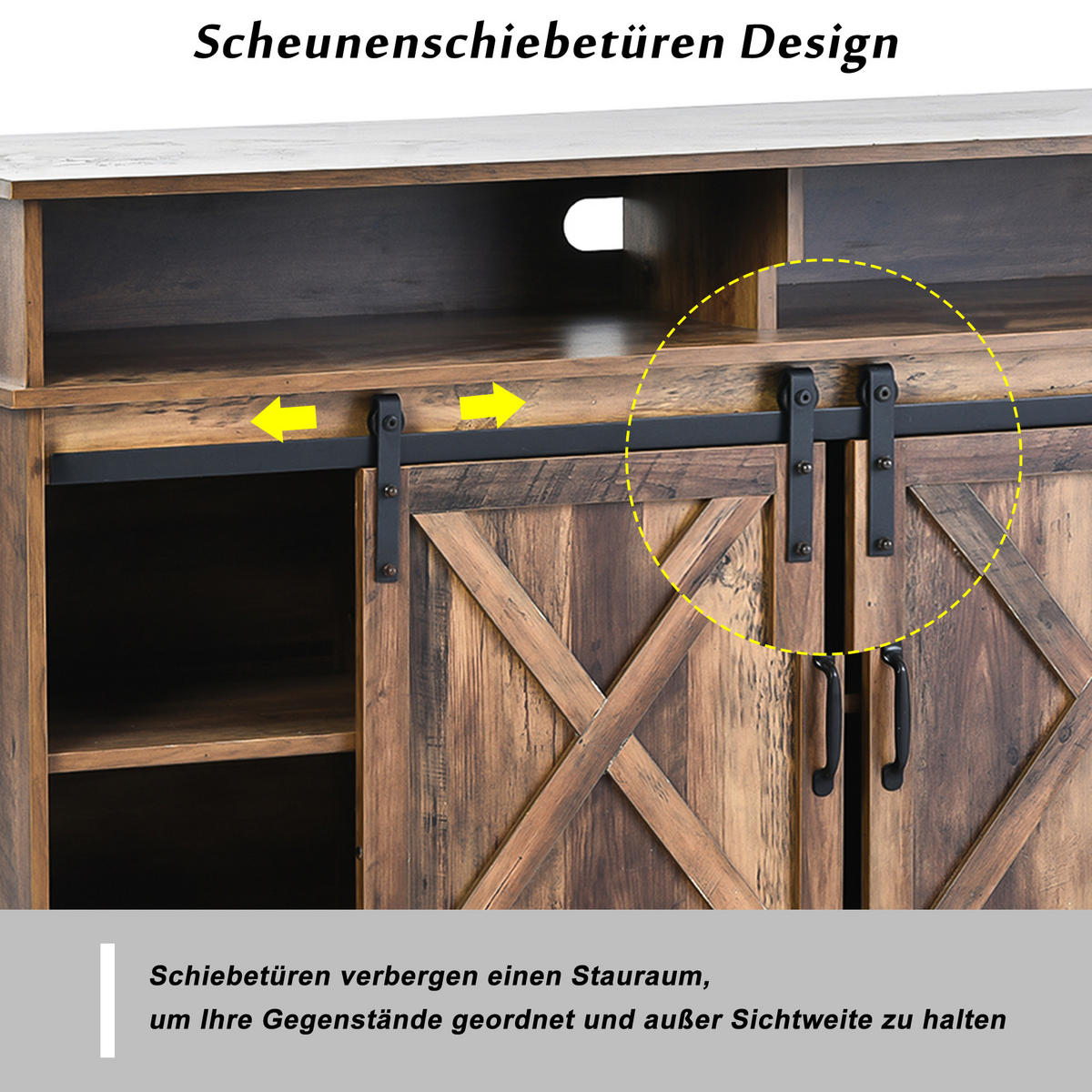 TV-SCHRANK in Braun mit Schiebetüren und verstellbaren Regalen 148/40/78 cm - Braun, Holzwerkstoff (148/78/40cm) - Redom