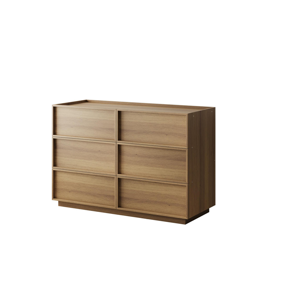 KOMMODE 115/48/78 cm aus MDF und Holzwerkstoff mit 6 grifflosen Schubladen Eichefarben - Nussbaumfarben, Holzwerkstoff (115/78/48cm) - Modenvie