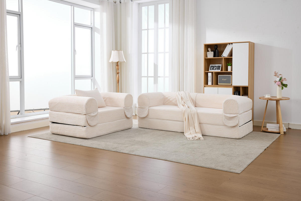 SITZGARNITUR DE-35226 3-Sitzer Beige - Beige, Textil (78/65/190cm) - ComfortXL