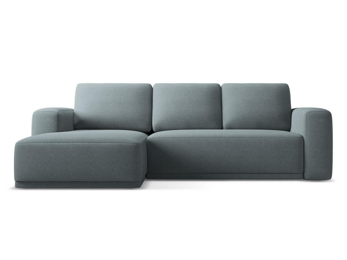 ECKSOFA mit Schlaffunktion Chenille Stoff Blau - Blau/Blaugrau, Kunststoff/Textil (160/258cm) - Makamii