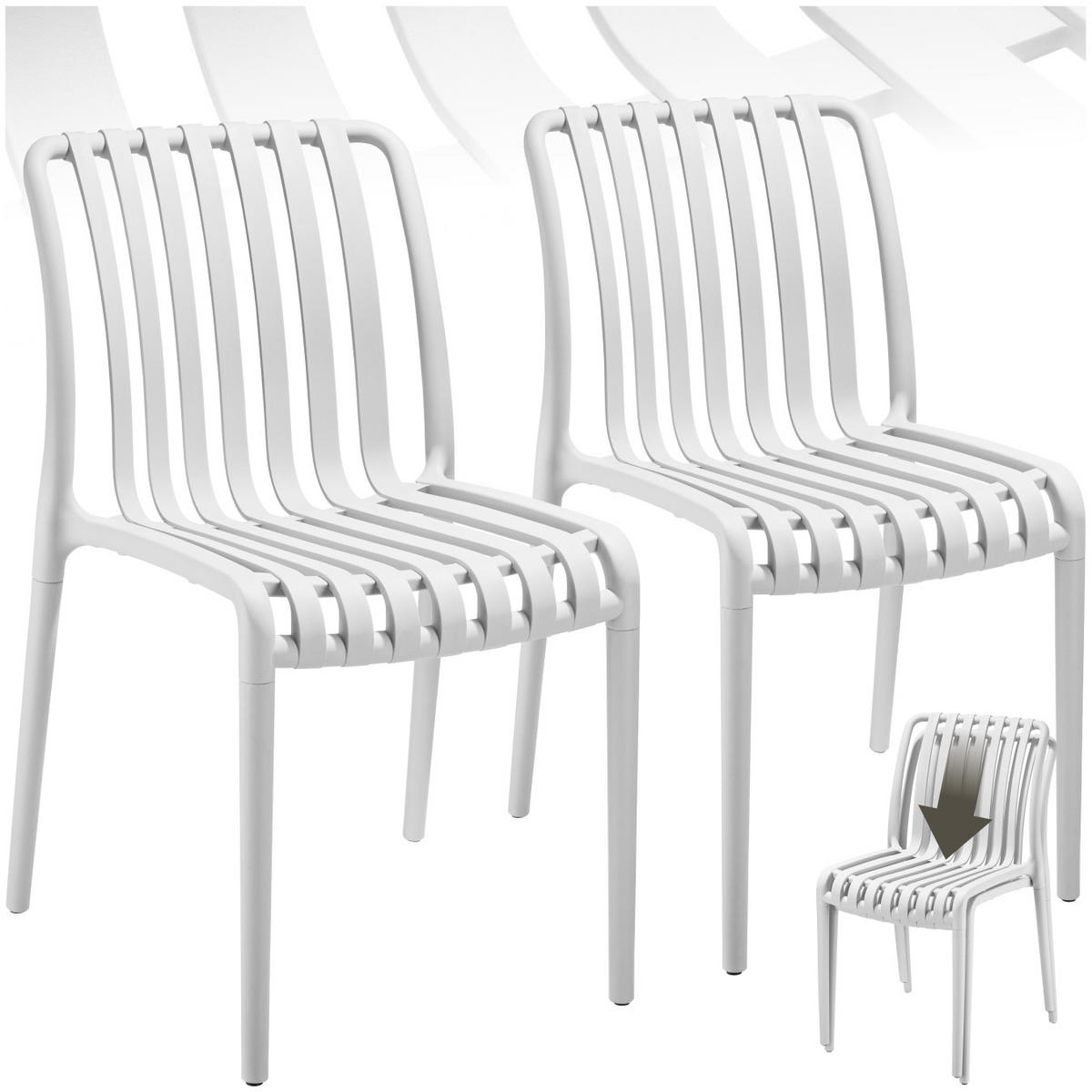 GARTENSTÜHLE Alcudia,47 x 58 x 80,5 cm, Belastbarkeit 110 kg,weiß - Creme, Textil (47/80.5/58cm) - tectake
