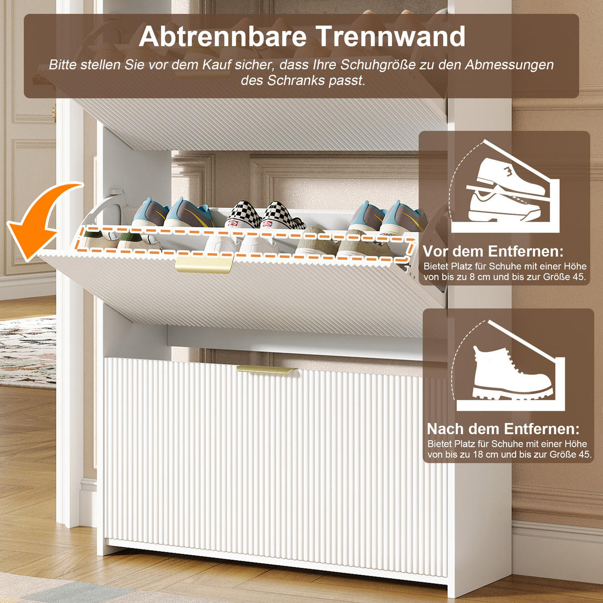 SCHUHSCHRANK 80x25x135cm Weiß mit 3 Klappen und 2 Schubl. - Weiß, Holzwerkstoff (80/135/25cm) - FLIEKS