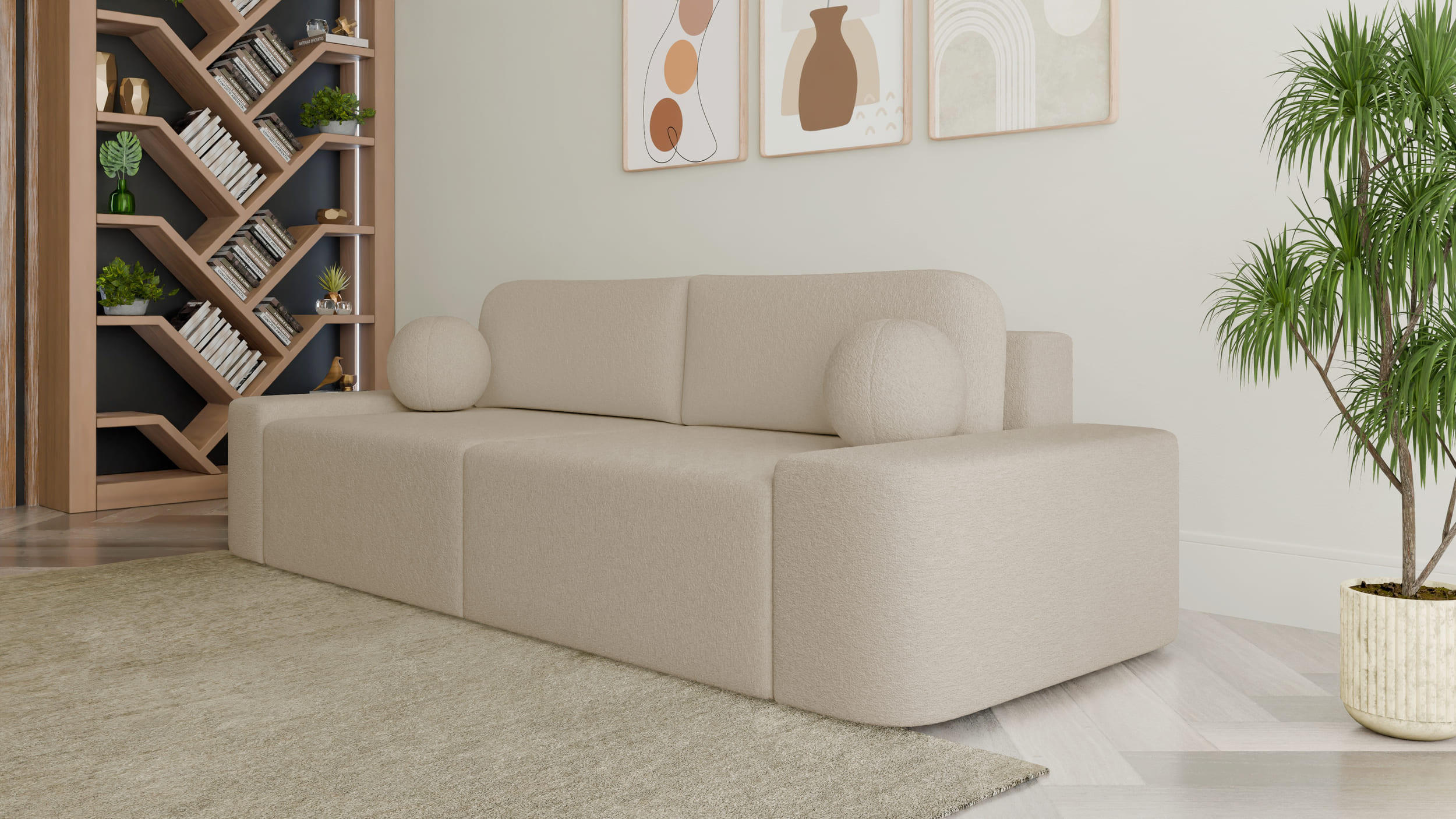 SOFA Lisbon - Beige (Arena 3) - Beige, Holzwerkstoff (268/85/110cm)