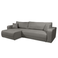 ECKSOFA mit Schlaffunktion - 272 cm - Dunkelgrau/Schwarz, Kunststoff/Textil (272/145cm) - home24