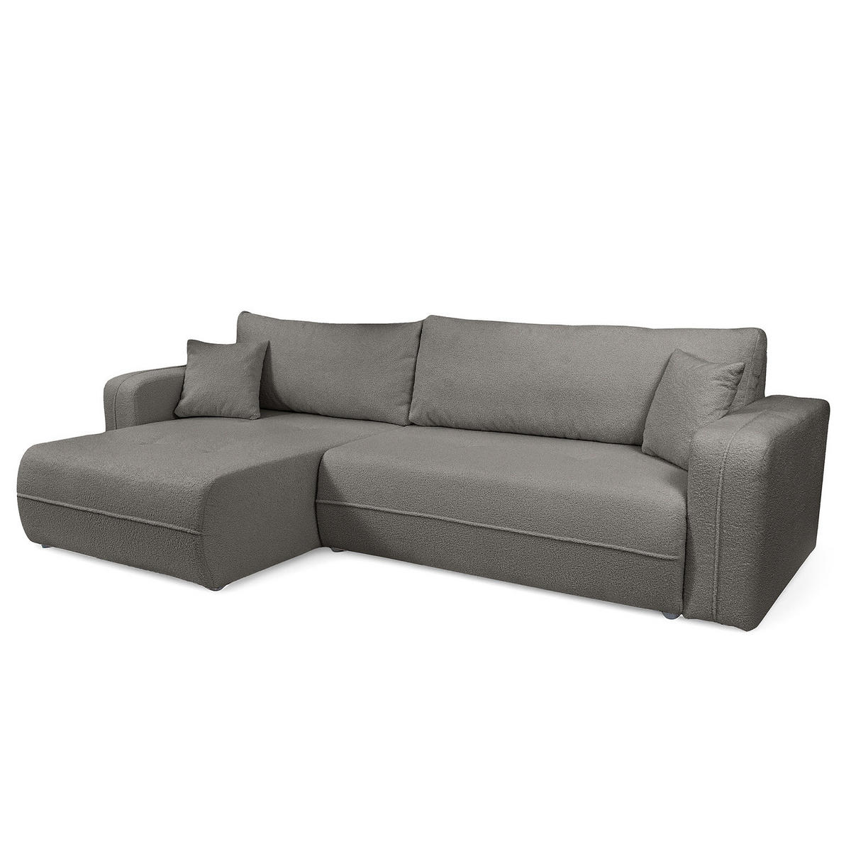 ECKSOFA mit Schlaffunktion - 272 cm - Dunkelgrau/Schwarz, Kunststoff/Textil (272/145cm) - home24