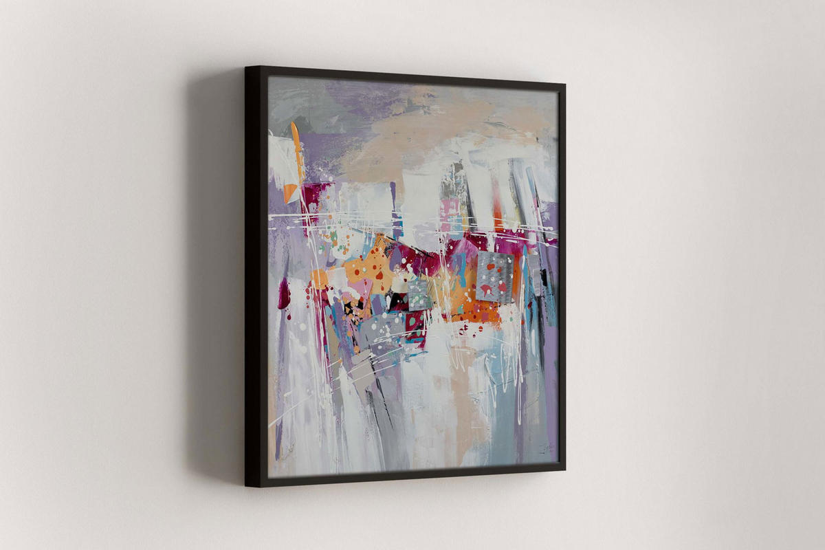 ÖLGEMÄLDE 80/80 cm - Pink/Lila, Holz/Textil (1.6/80cm) - KUNSTLOFT