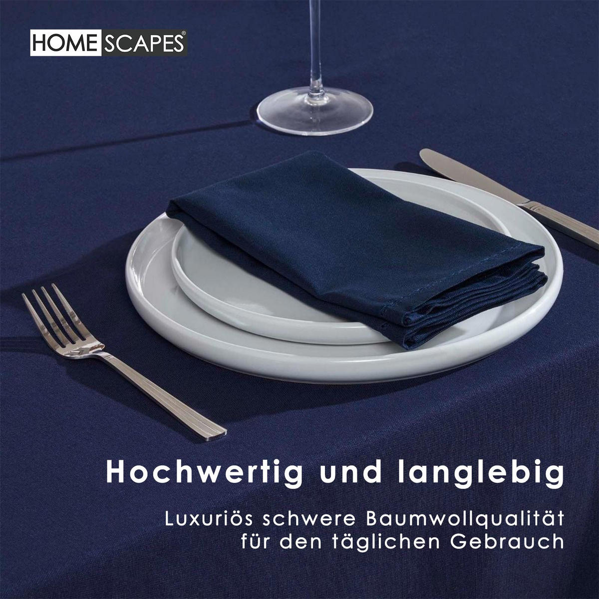 TISCHDECKE dunkelblau 137/228 cm, 100% Baumwolle - Dunkelblau, Textil (137/228cm) - Homescapes