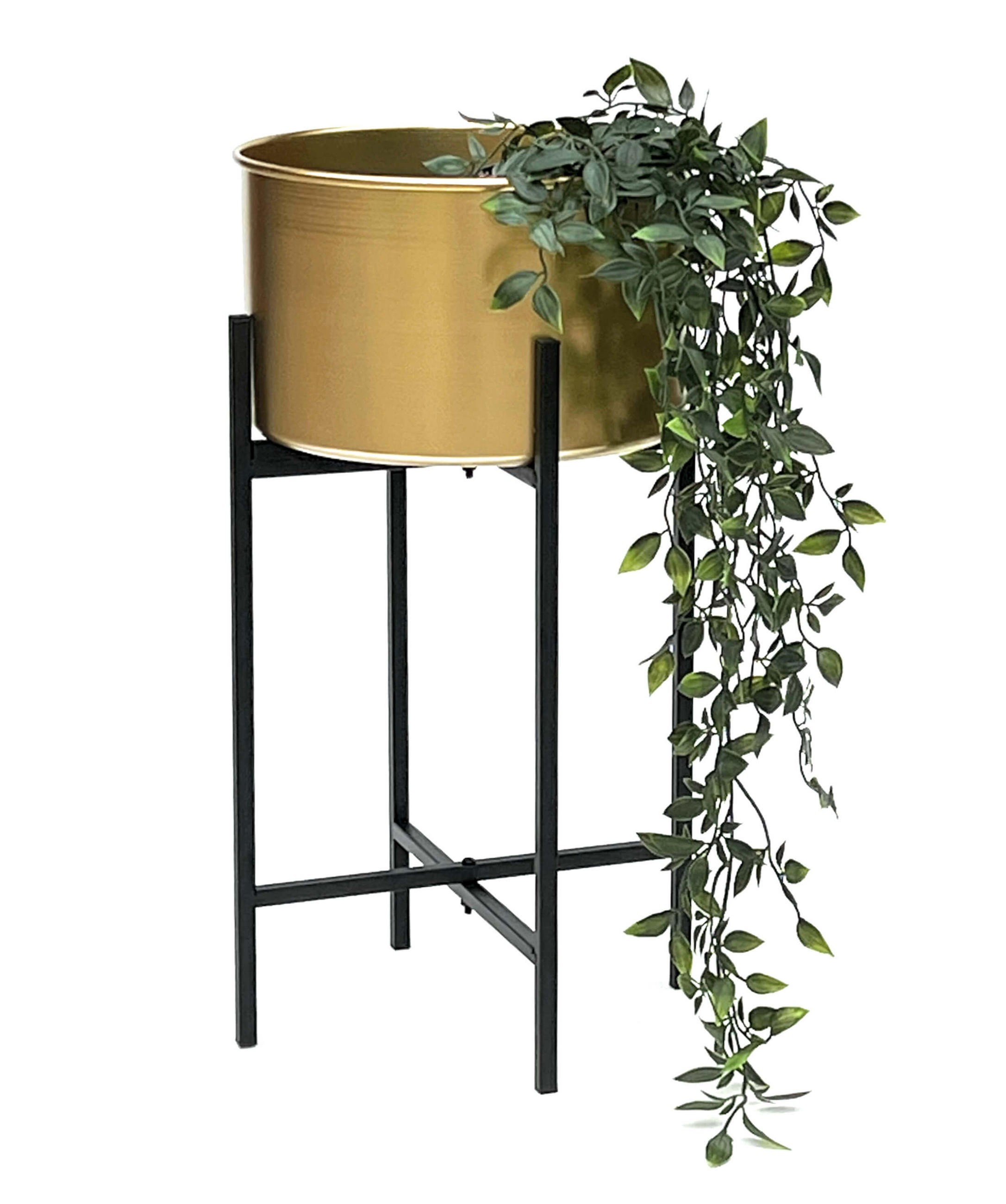 BLUMENHOCKER mit Topf Gold Metall Schwarz 50 cm - Goldfarben, Metall (20/49/20cm) - DanDiBo