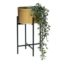 BLUMENHOCKER mit Topf Gold Metall Schwarz 50 cm - Goldfarben, Metall (20/49/20cm) - DanDiBo