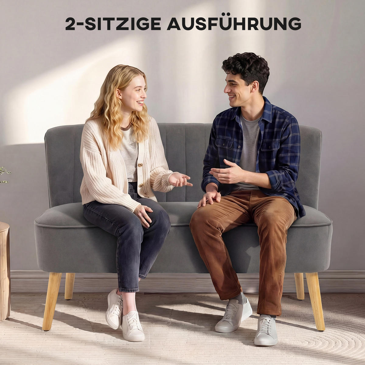 2-SITZER Sofa Dunkelgrau 117.0/56.5/77.0 cm - Dunkelgrau, Textil (56.5/77/117cm)