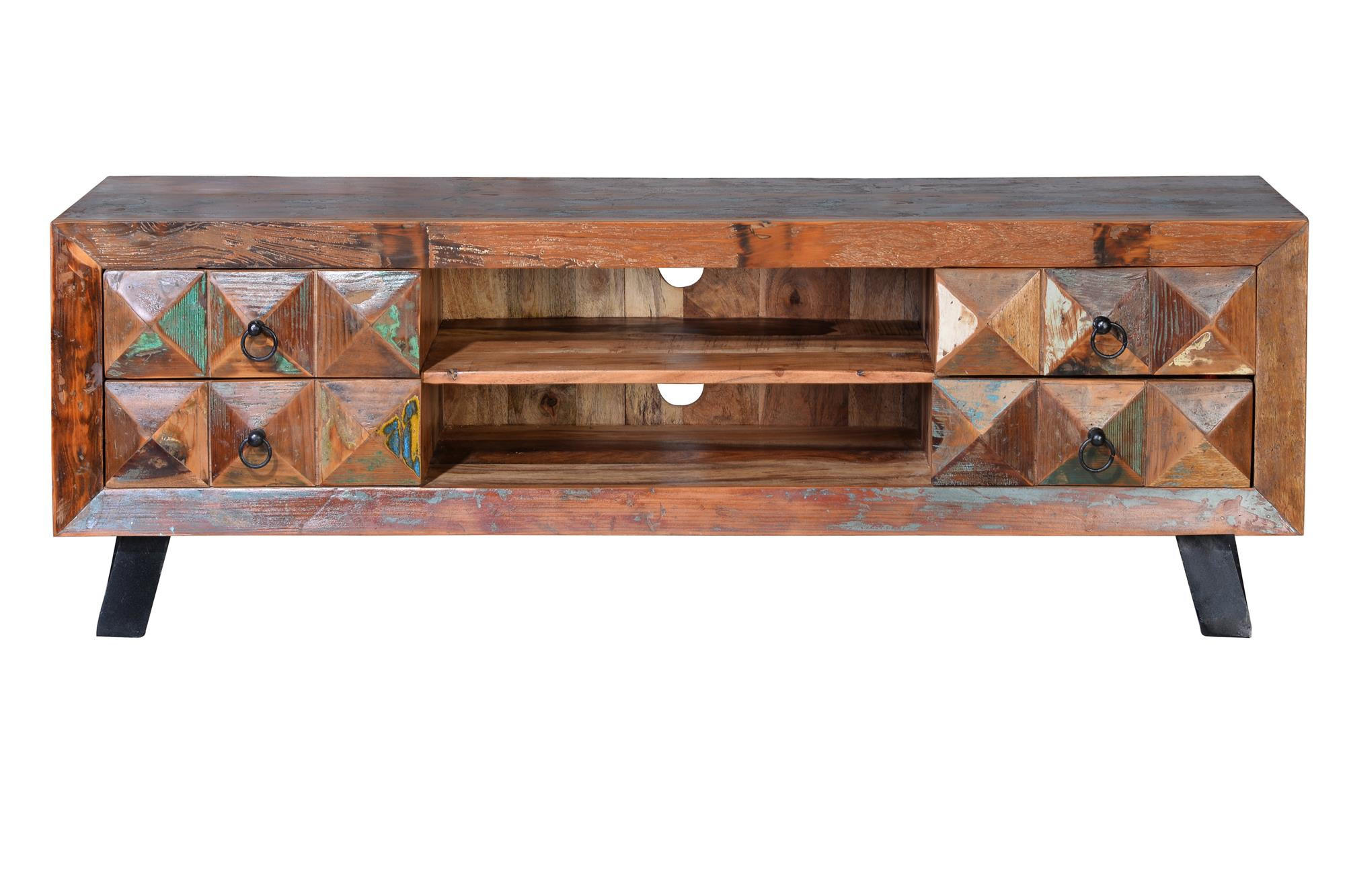 TV-SCHRANK aus recyceltem Holz - Chromfarben, Holz (155/55/40cm) - Giner y Colomer
