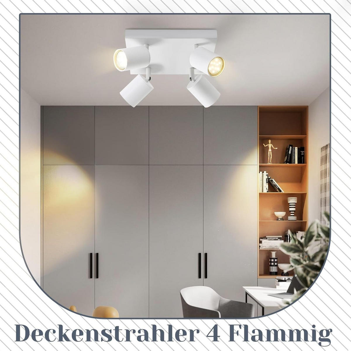 DECKENSTRAHLER Kanna 25/25/14 cm - Weiß, Metall (25/25/14cm) - ZMH
