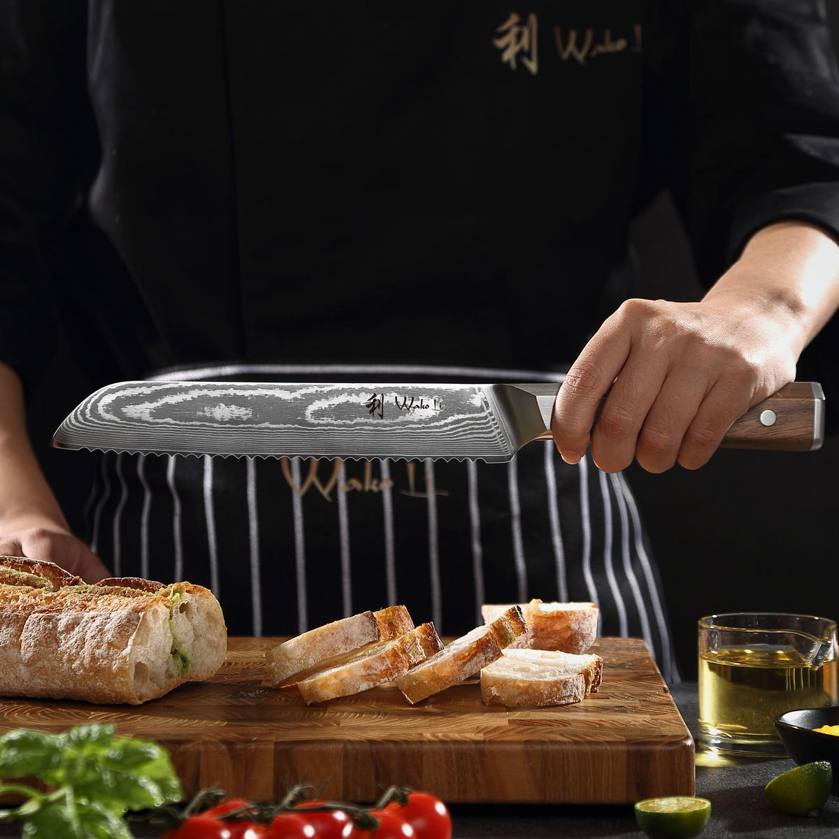 BROTMESSER 20 cm - Nussbaumfarben, Holz/Metall (33cm) - Wakoli