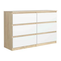 KOMMODE NUDO 138,5/78,5/39cm mit 6 Schubladen Türen Sonoma Eiche - Weiß/Sonoma Eiche, Holzwerkstoff (138.5/78.5/39cm) - MASSENO