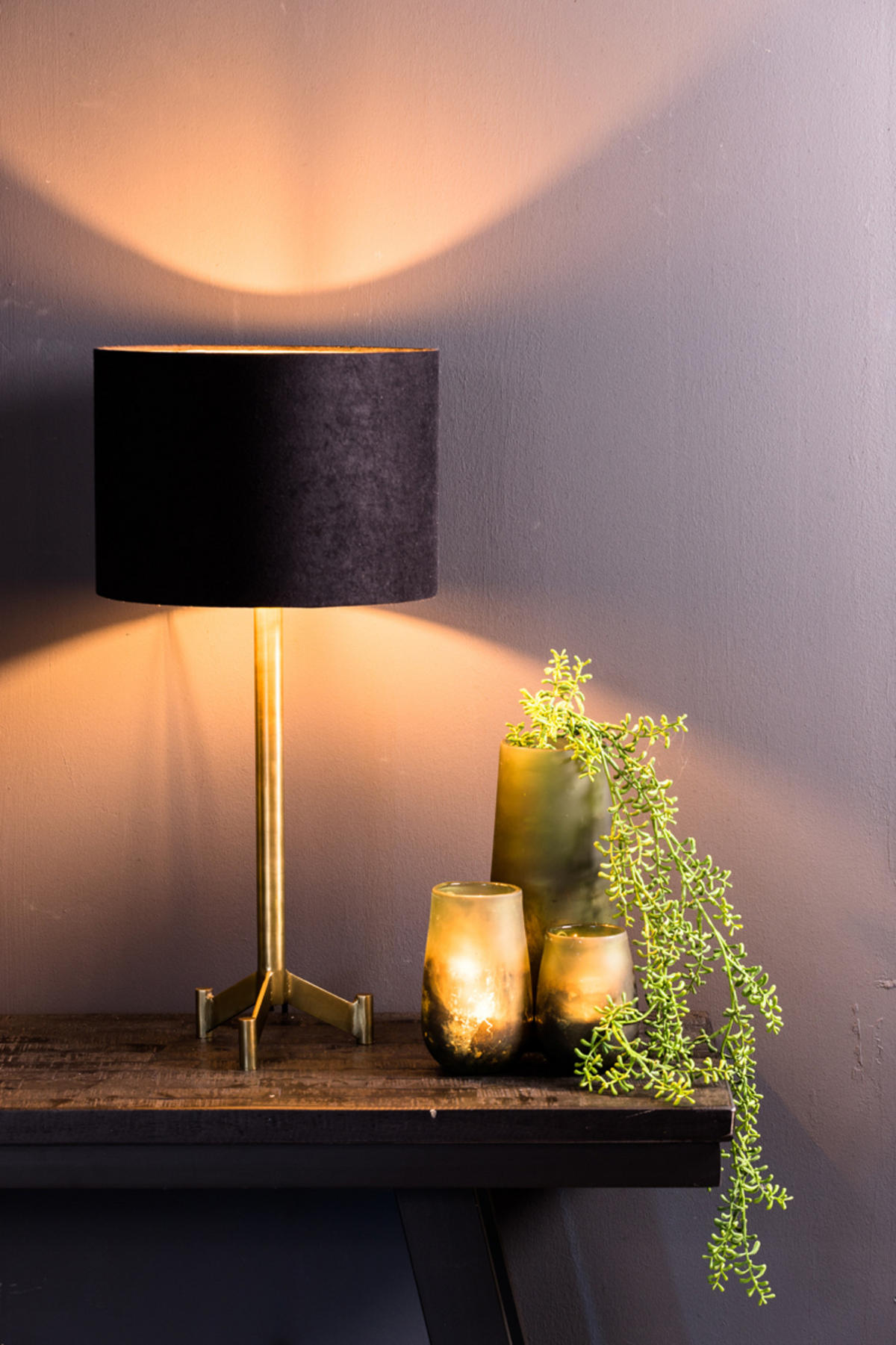 LAMPENSCHIRM Samt Schwarz Ø25/18 cm - Schwarz, Textil (25/25/18cm) - Light & Living