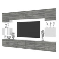WOHNWAND Milano 3, Grau Matt/Weiß Hochglanz, 300 cm, Grifflos - Grau, Holz (300/60/36cm) - B BELINI GROUP