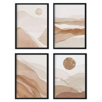 POSTER Set mit 4 Blätter und abstrakten Formen mit braunen Tönen A3 Rahmenlos - Klar, Papier (29.7/3cm) - Nacnic