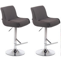 BARHOCKER Cludo, 2er Set, Gestell Metall in Chromoptik, Stoff Dunkelgrau - Chromfarben/Dunkelgrau, Textil/Metall (43/100/50cm) - TPFLiving