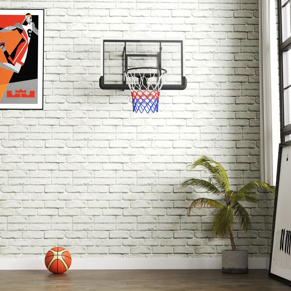 BASKETBALLKORB DE-10354 wandmontiert, gefederter Korb Schwarz - Schwarz, Metall (28/110cm) - ComfortXL