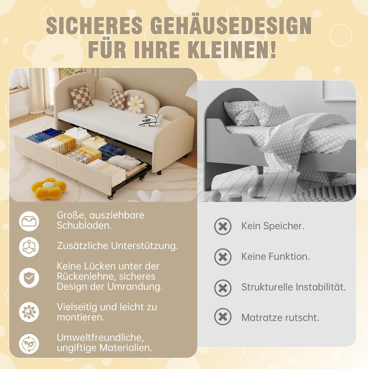 POLSTERBETT 90/200 cm Beige aus Samt und Eisen mit Schublade - Beige, Textil (90/200cm) - OKMYHOME