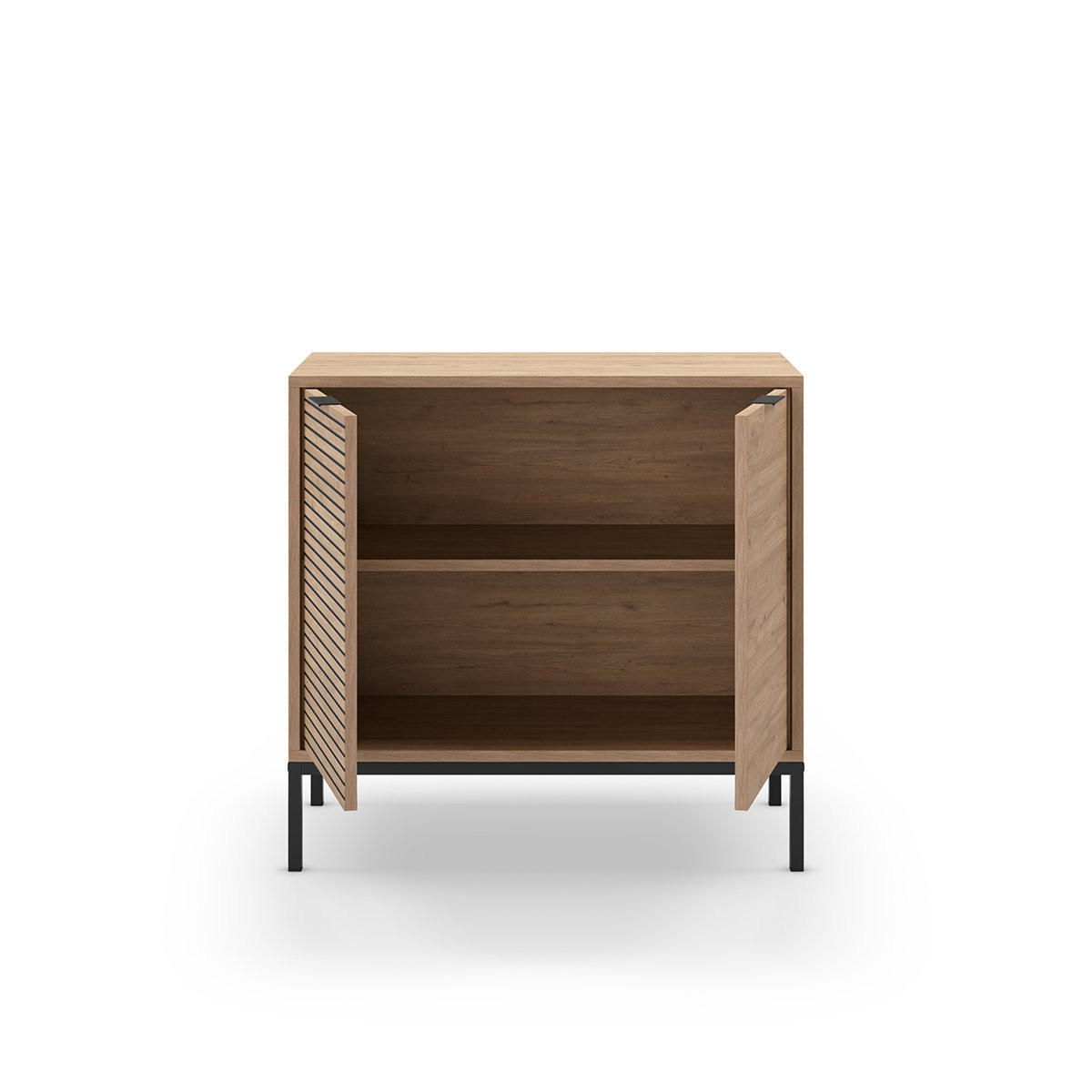 KLEINES Buffet mit 2 Türen und Metallfüßen Ariel - L80 cm - Apfelbaumfarben, Holzwerkstoff (40/80/80cm) - Calicosy