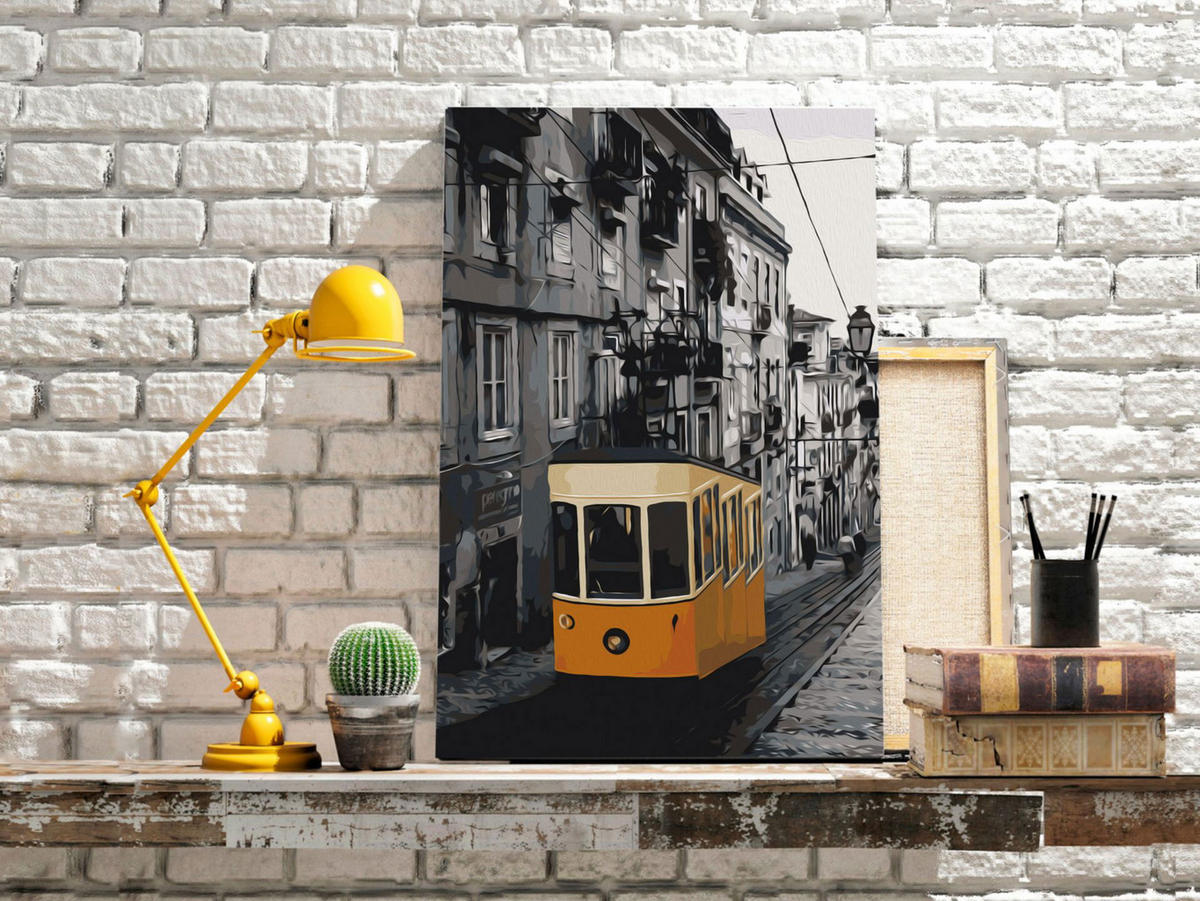 MALEN NACH ZAHLEN 40/50 cm - Gelb/Schwarz, Textil (1.4/50cm) - KUNSTLOFT