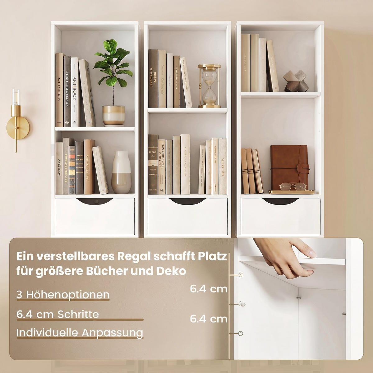 BÜCHERREGAL Spanplatte MDF Weiß - Weiß, Holzwerkstoff (24/158/30cm) - HOMCOM