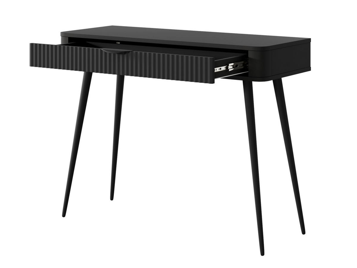 KONSOLENTISCH Vespasia 1S Schwarz 100,2/78/38 cm – Geriffelten Fronten - Schwarz, Holzwerkstoff/Metall (38/100.2/78cm) - AX Living